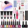 10-Piece Gel Nail Polish Kit with 18 LED Nail Lamp and 4-Piece Extension Gel Nail Polish Tool Set Ideal for Home Nail Salons and Beginners