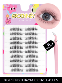 GROINNEYA Lash Clusters K Pop Liz Pick DIY Lashes Kit Volume Individual Lashes Volume & Natural Look Natural Eyelash Extension (Color: Fluffy Styles)