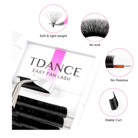 TDANCE Easy Fan Lashes Fast Bloom Faux Mink Eyelash Extension Austomatic Flowering Self-Making Volume Natural Makeup Beauty Lash (Color: 8mm, Curl, Thickness: D, 0.05mm)