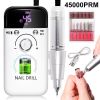 45000RPM Rechargeable Electric Nail Drill Machine Professional Nail Drills for Gel Nails Polish Portable Nail File Manicure Tool
