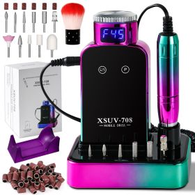 Portable Nail Drill Electric File: 45000RPM Professional Rechargeable Nail E-File Machine (Color: Green)